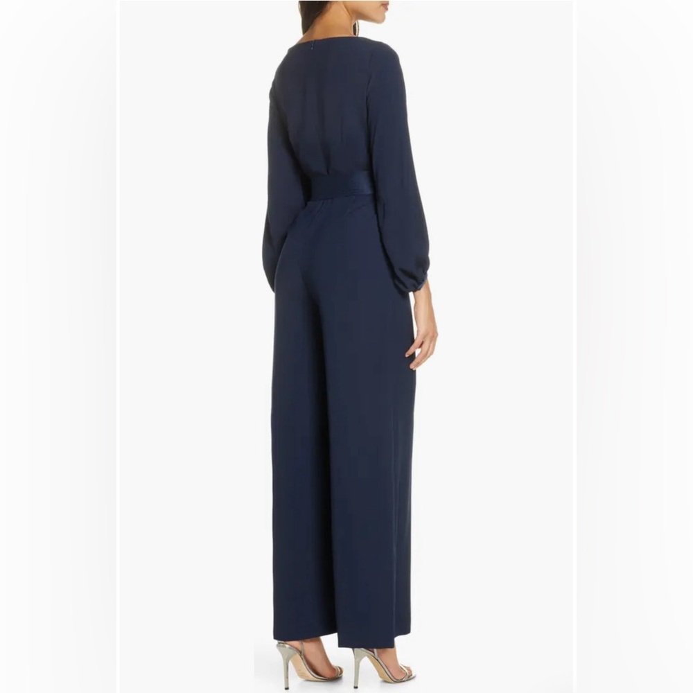 Eliza J Navy V-Neck Wrap Jumpsuit with Belt - Picture 2 of 8